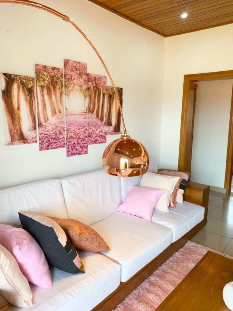 Coussins roses appartement meublé exotique yaoundé